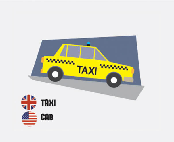 イギリス英語とアメリカ英語の違い、タクシー